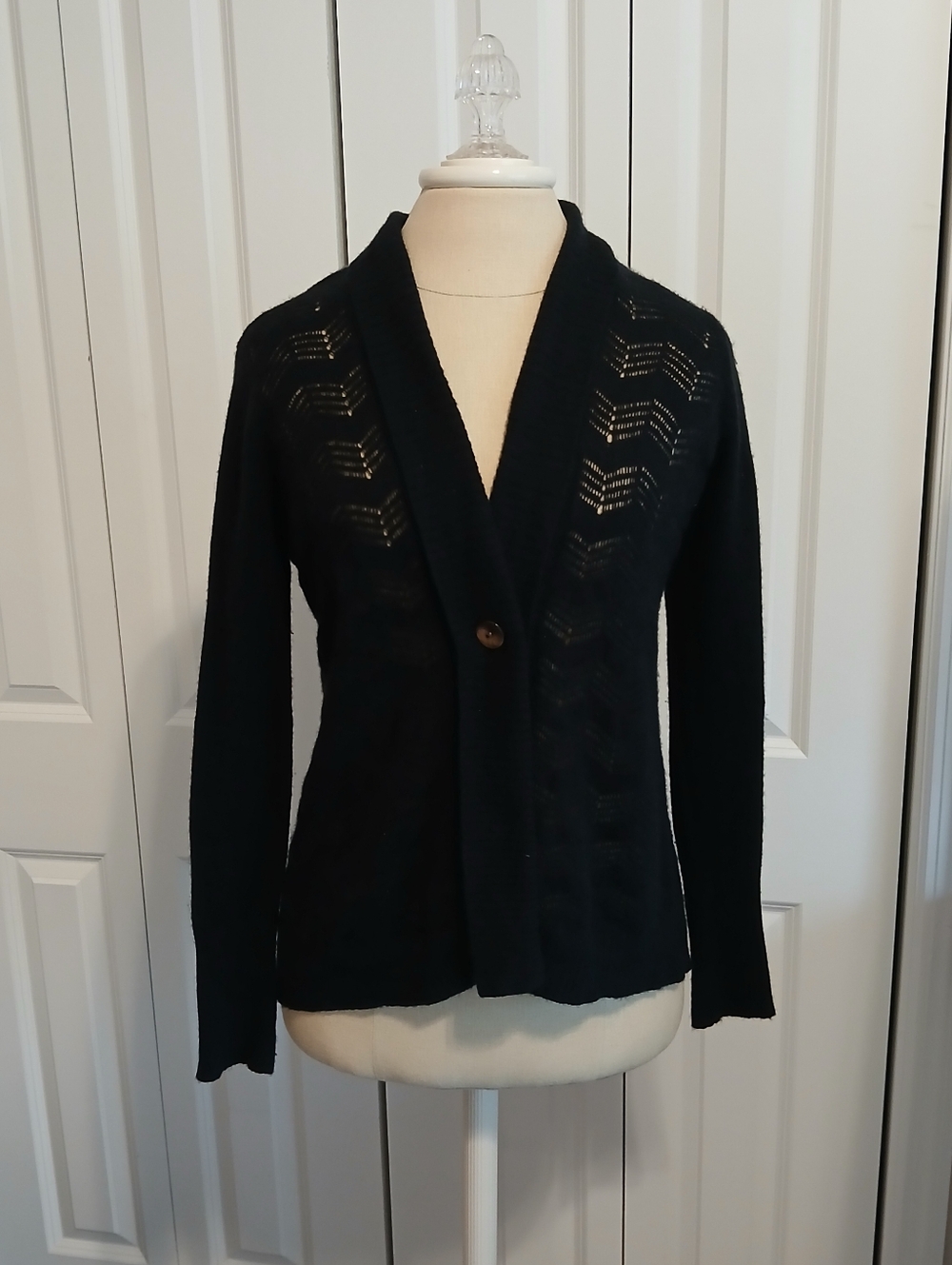 Garnet Hill Ladies Cashmere Cardigan Sweater Black XS Small